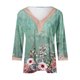 thumbnail image 4 of ICHUANYI Liquidación Moda Mujer Verano V-Cuello Manga 3/4 Encaje Estampado Casual Camiseta Blusa ICHUANYI WER202308254536, 4 of 5