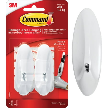 

2PC 3M 3M Command Wire Adhesive Hook White