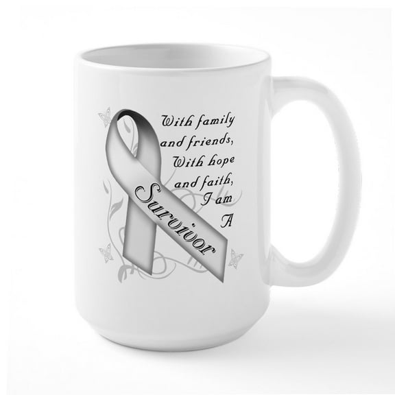 CafePress - Lung Cancer Survivor Mugs - 15 oz Ceramic Large White Novelty Mug