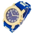 thumbnail image 2 of Your The One That I Want! Ooh!Ooh!Yeah! Incredibly Cool, Comfortable & Stunning Rubber Bullet Strap Watch - Unisex EasyReader Dial w/Arabic #'s - Bullet Bling Watch on Fire! - GJM-AR Gold Blue/Blue, 2 of 4
