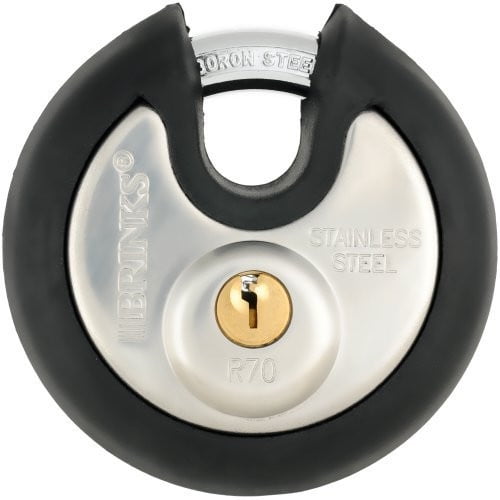 Keeper Corporation Padlock 673-70001 Discus Type; 2-13/16 Inch Body Size; Steel; Boron Shackle; Cut Grade 6