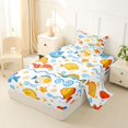 thumbnail image 2 of Castle Fairy Cartoon Tropical Fish Tile Twin Sheets 3pcs,Wave Shell Starfish White Seamless Pattern Bedding,Blue Orange,1 Fitted Sheet,1 Flat Sheet and 1 Pillowcase, 2 of 6
