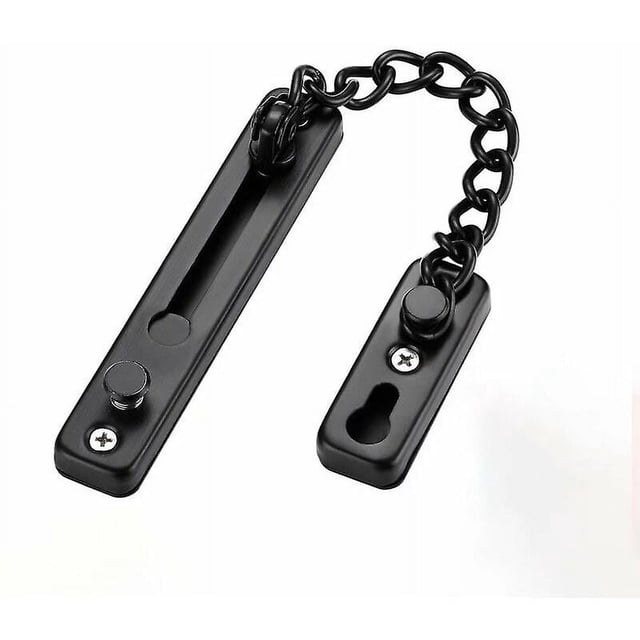 Cadenas para puertas, Cerradura de cadena para puerta antirrobo, Cerradura de pestillo de puerta con cadena de seguridad confiable de acero inoxidable Ideal para hotel en casa(Negro)