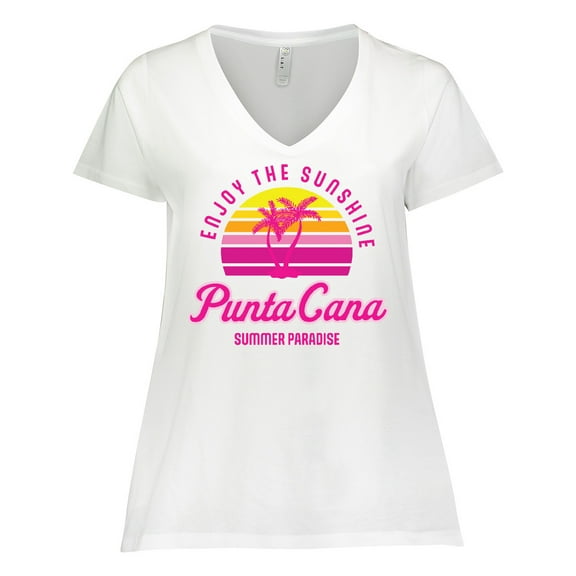 Inktastic Enjoy The Sunshine Punta Cana Summer Paradise Women's Plus Size V-Neck T-Shirt