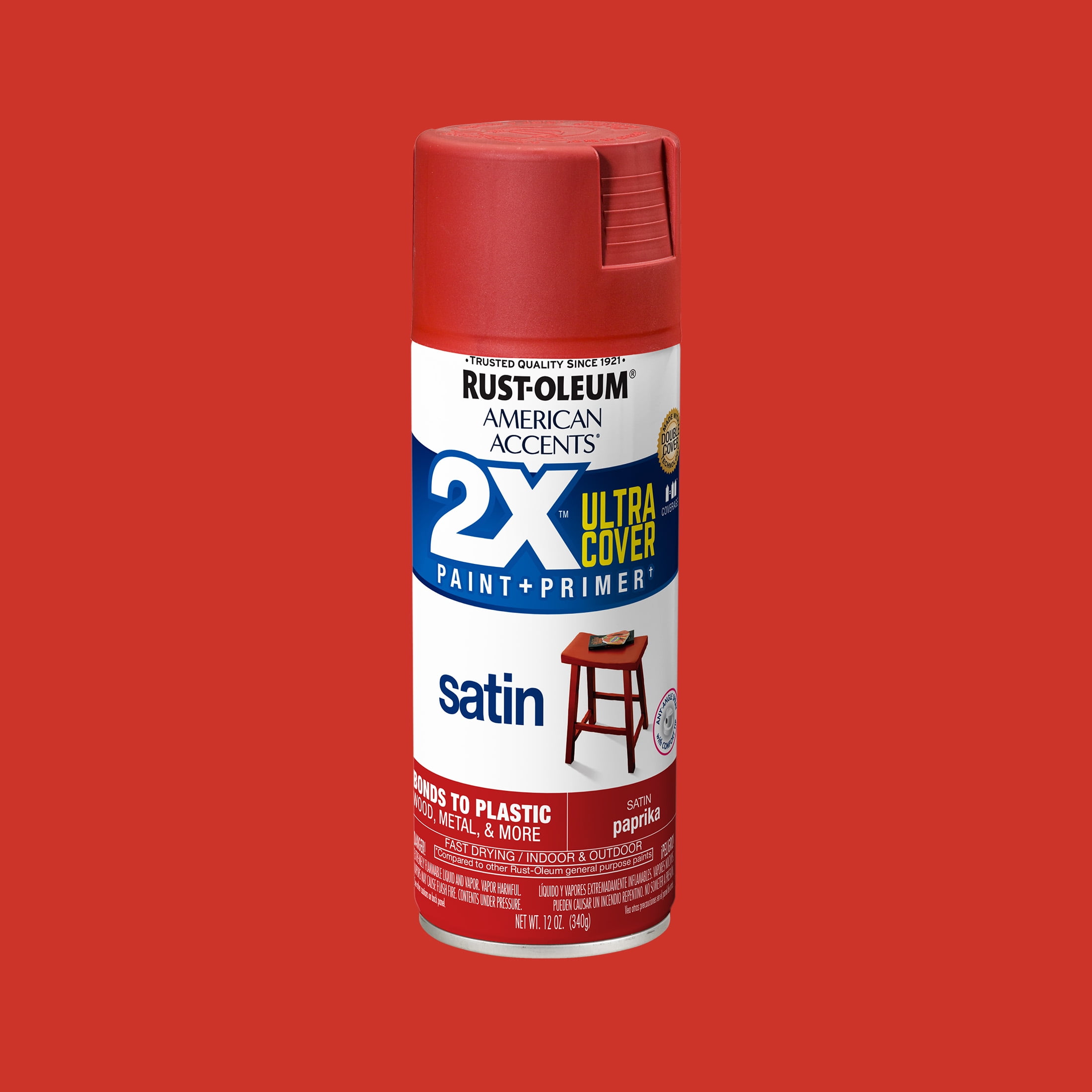 (2 pack) Paprika, Rust-Oleum American Accents 2X Ultra Cover Satin Spray Paint-366083, 12 oz