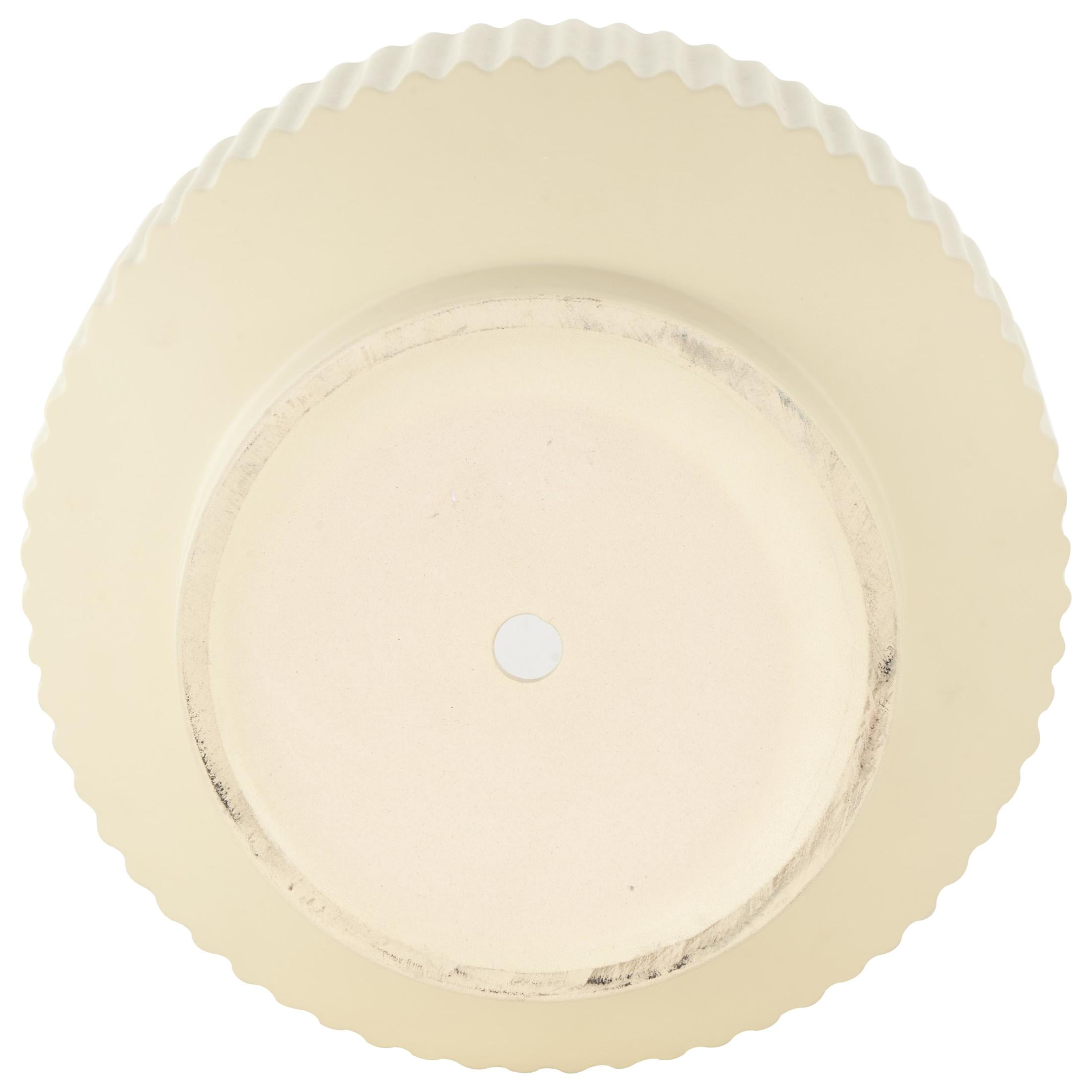 DecMode 10", 8", 7"W Wide Cream Ceramic Planter with Linear Grooves and Tapered Bases (3 Count)