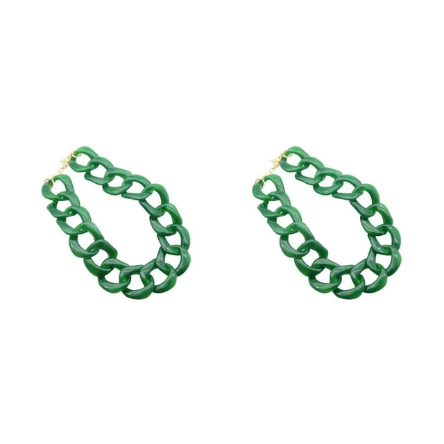 Collar Jumpingount Vintage de plástico acrílico grueso moda Paperclip Verde 2piezas