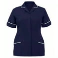 thumbnail image 3 of LYMAYTER Women Medical Scrub Tops Casual Solid Color Button down Collar Nursing Uniform Scrub Tops S-3XL, 3 of 5