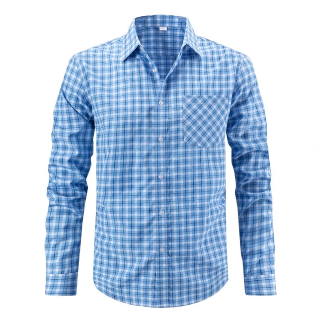 Blusa y camisa de manga larga con cuello vuelto para hombre, blusa informal a la moda con botones, cómoda y de manga larga con cuello vuelto, blusa de poliéster para hombre.