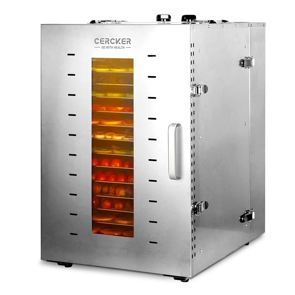 12 Tray Commercial Food Dehydrator - 800W Stainless Steel, Timer & Temp Control For Jerky, Fruit, Herbs