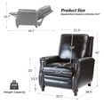 thumbnail image 4 of Mid Century Genuine Top Grain Leather Push Back Manual Recliner Chair with Solid Wood Legs for Living Room, Bedroom, Home Theater, Black, 4 of 10
