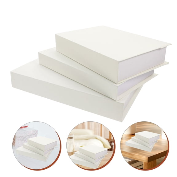 OFFIGAM 3Pcs Decorative Faux Books for Coffee Table Realistic Beige Book Decor