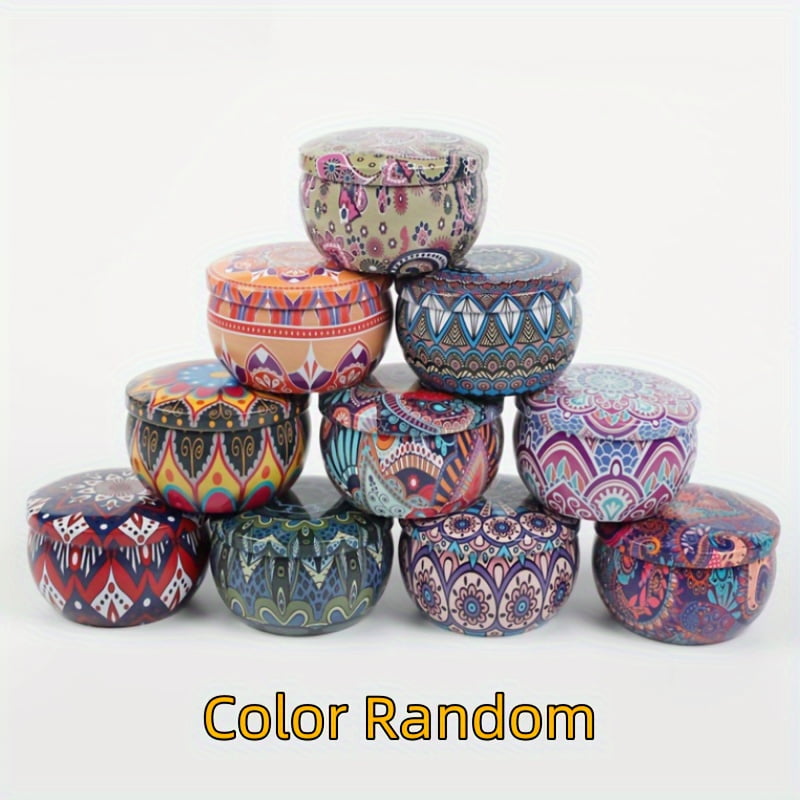 10Pcs / 20Pcs Candle Tins, DIY Round Containers With Lids For Candle Making, Floral Printed Candle Holder For Arts & Crafts, Storage & More