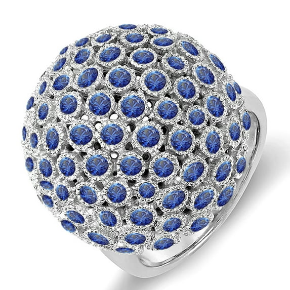 Dazzlingrock Collection 3.25 Carat (ctw) 10k Round Blue Sapphire Ladies Cocktail Fireball Right Hand Ring, White Gold, Size 5.5