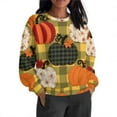 thumbnail image 4 of Heisall Womens Sweatshirts 2025 Autumn Winter Thanksgiving Fall Patchwork Print Round Neck Loose Casual Sporty Long Sleeve Fleece-lined No Hood Fashionable Sweatshirts, 4 of 9
