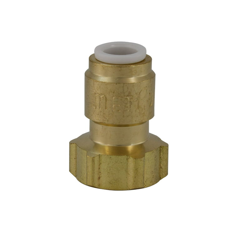 Quick Connect Female Brass Reducing Adapter - 1/4” Quick Connect x 3/8”  Female Threaded Compression. Converts 3/8 COMP Fittings to a QC. Perfect  for Water Filtration, RO System, Ice Maker (5 Pack) 