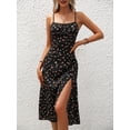 thumbnail image 5 of AURA Women Floral Spaghetti Strap Summer Dress Split Midi Sexy Vacation Dress, 5 of 7