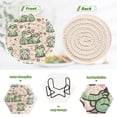 thumbnail image 4 of Haosy Set of 6 Drink Woven Coaster with Holder Heat Resistant Non-Slip Bar Coasters 4 Inches Cute Love Frogs, 4 of 7