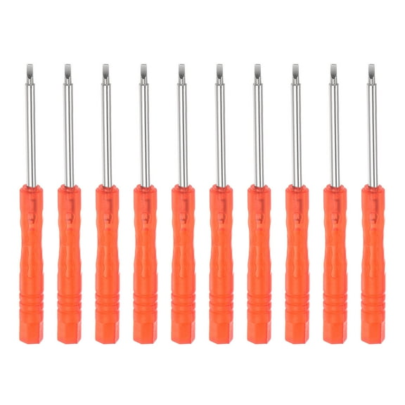 Mini Slotted Screwdriver, 2mm Flat Head for Electronics Repair, 10 Pack (Red)