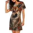 thumbnail image 2 of Pofeuu Vintage Shiba Inu Art Print Women's Loose Fit Short Sleeve Nightgown, Comfortable Sleep Dress for Women, Casual Lounge Sleepwear, Soft Cotton Sleep Dress, 2 of 6