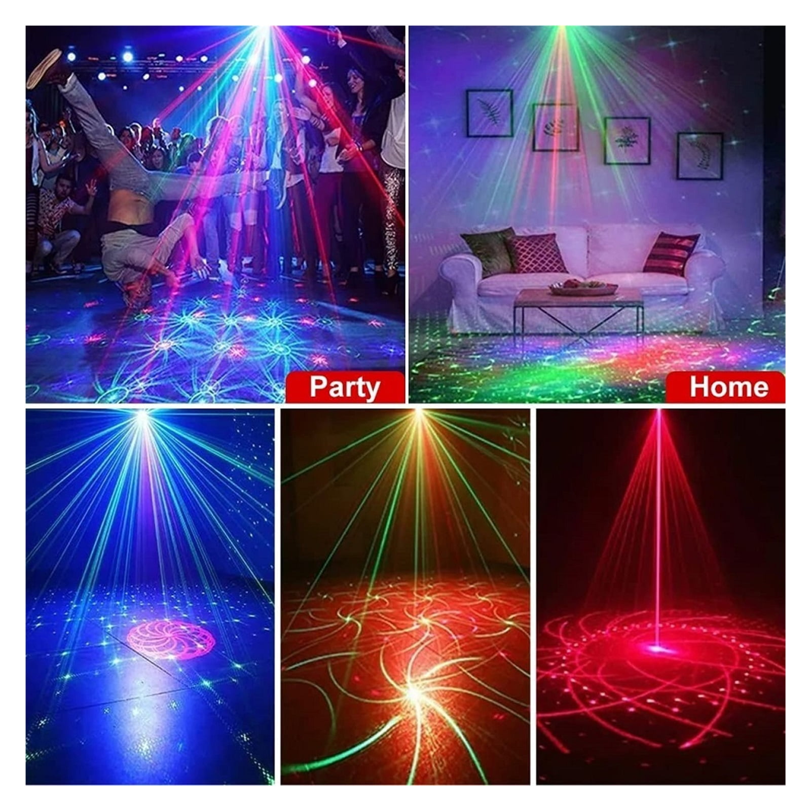 Stage DJ Party Projector Disco Voice Controlled Red Green Blue Strobe Lights Club Family Holiday Christmas Lights