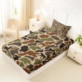 thumbnail image 4 of Castle Fairy Hunting Camo Wildlife Twin Sheets 3pcs,Deer Bear Turkey Dog Silhouette Bedding,Khaki Brown Green,1 Fitted Sheet, 1 Flat Sheet and 1 Pillowcase, 4 of 6