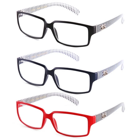 Newbee Fashion - IG Unisex Black & White Striped Transparent Temple Retangle Frame Clear Lens Eye Glasses