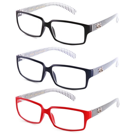 Acetate Temples Frame - Newbee Fashion - IG Unisex Black & White Striped Transparent Temple Retangle Frame Clear Lens Eye Glasses