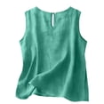 thumbnail image 6 of WULMLEO Cotton Linen Tank Tops for Womens Comfy Lounge Wear Summer Sleeveless Crewneck Shirts Casual Blouse Loose Fit Camis Turquoise Cotton-Linen Blend, 6 of 6