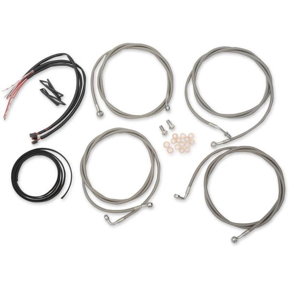 La Choppers LA-8054KT2-19 Complete Handlebar Cable/Brake & Clutch Line/Wire Kit - Stainless Braided