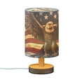 thumbnail image 2 of Bedside Desk Lamp LED Hand Drawn Eagle and American Flag Table Nightstand Lamps Warm Light Fabric Lampshade for Home Bedroom Office Living Room Decor, 2 of 7