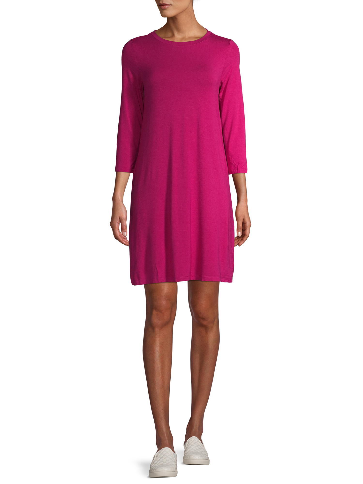 Time and Tru Women's 3/4 Sleeve Knit Dress