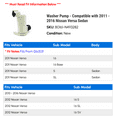 thumbnail image 2 of Washer Pump - Compatible with 2011 - 2016 Nissan Versa Sedan 2012 2013 2014 2015, 2 of 3
