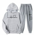 thumbnail image 3 of Busydd Sweat Suits for Womens 2 Piece Love Heart Print Drawsting Long Sleeve Hoodies and Pants Lounge Sets for Women Comfy Casual Travel Womens Loungewear Set L, 3 of 3