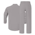 thumbnail image 7 of Mifsaly Linen Set Men 2 Piece Button Closure Hooded Long Sleeve Top and Straight Leg Pants with Pockets Comfortable Loungewear Vacation Summer Matching Lounge Outfits L, 7 of 7