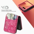 thumbnail image 3 of TECH CIRCLE Cute Shiny Wallet Case for Samsung Galaxy Z Flip 7 (2025 Release) 6.8", With Card Slot, PU Leather Protective Lightweight Slim Fit Cute Cover for Women Men, Rose, 3 of 7