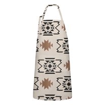 Boho Brown and Black Ethnic Pattern Apron-Garden Aprons for Women with Pockets-Cotton Linen Waterproof Kitchen Cooking Gardening Aprons Adjustable for Kitchen,Cooking,BBQ and Salon 33x27 Inch