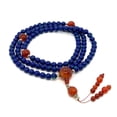 thumbnail image 3 of Tibetan Mala Azurite Mala 108 Beads with Carnelian Guru Bead and Tibetan Silver, 3 of 3