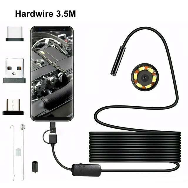 Becaristey Caméra Endoscopique USB C Distance Visuelle SF Résolution 3cm10cm 640480 VGA / 30 Cadres Caméra de Scope Ligne Rigide 3.5M