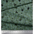 thumbnail image 3 of Soimoi Green Georgette Viscose Fabric Snowflake,Ornament & Tree Christmas Decor Fabric Printed Yard 42 Inch Wide, 3 of 3