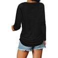 thumbnail image 2 of hirigin Women Fashion Wild T-Shirts Solid Color V-Neck Long Sleeve Zipper-Up Front Ruched Shirts Spring Autumn Casual Tops, 2 of 3