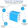 thumbnail image 6 of Charger Block,USB Wall Charger Adapter Plug,HopePow 5V/3.1A/3PACK Three Ports Wall Charger Block Fast Charging Block Android Phone Charger Block Brick for iPhone Wall Charger,Multicolor, 6 of 7