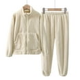 thumbnail image 2 of Caqnni Toddler Baby Girl Clothes Long Sleeve Tops + Pants Sweatsuit 2Pcs Winter Pajamas & Dailywear Set Fall Winter Outfitï¼10-12 Yearsï¼Beige, 2 of 7