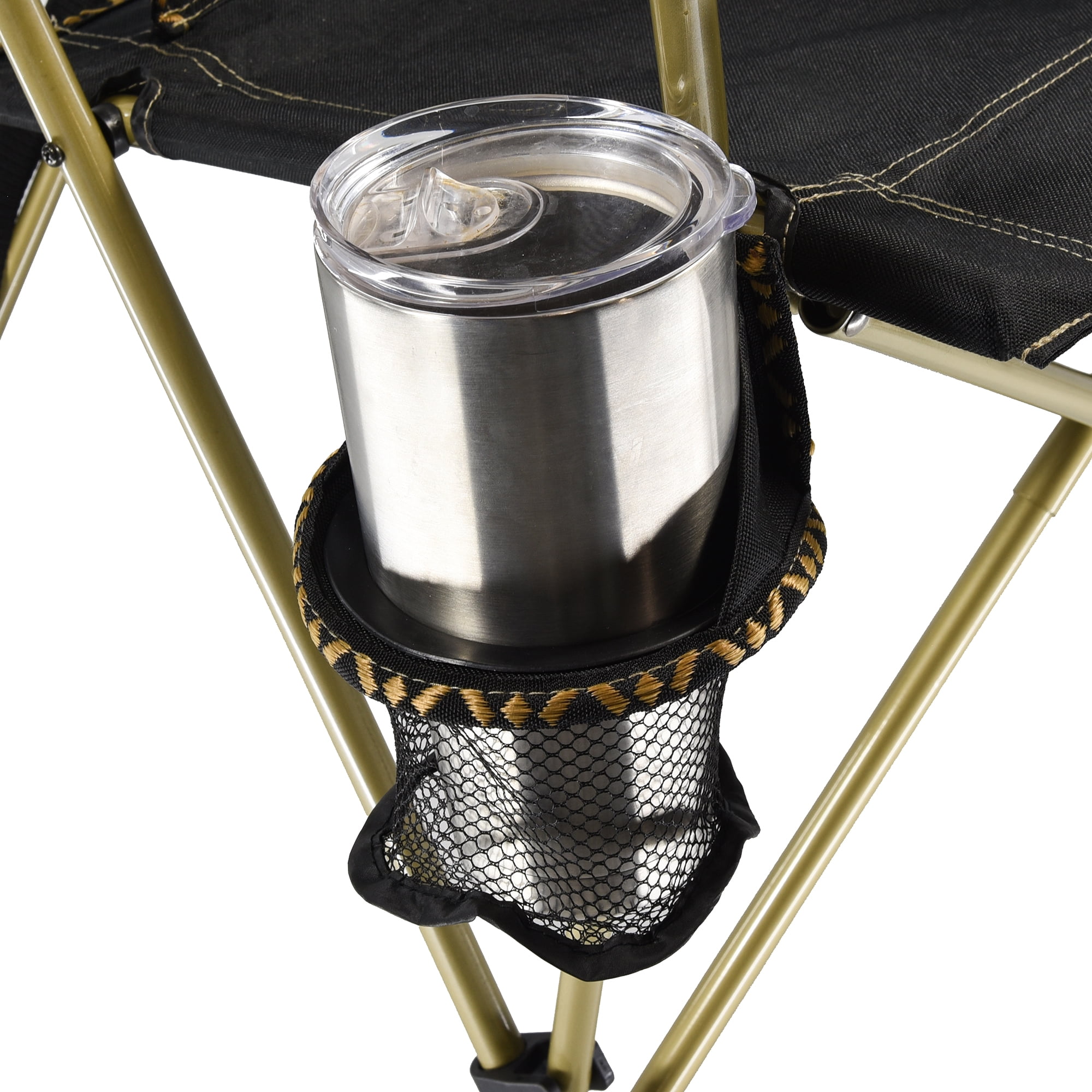 Equip Comfort Click XL Portable Outdoor Hard Arm Chair with Mesh Back and Cup Holder, 300 lb Capacity