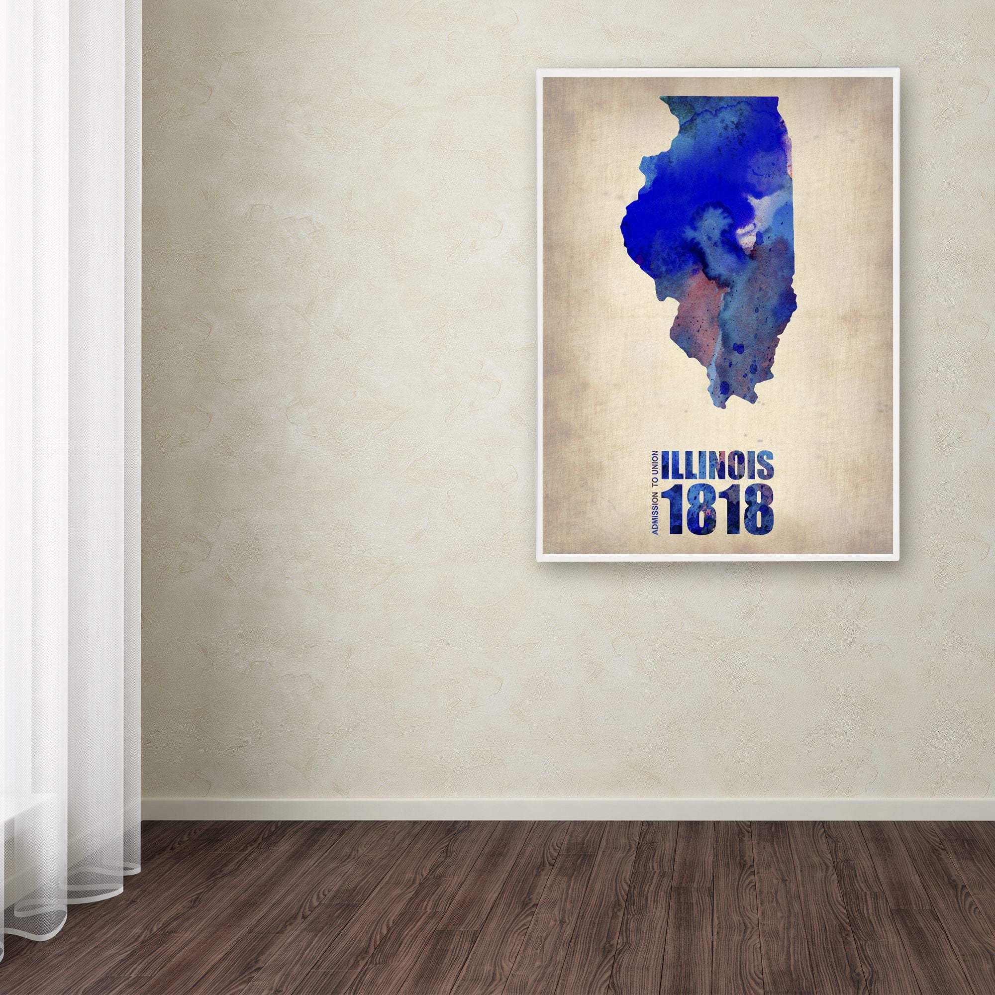 Trademark Fine Art "Illinois Watercolor Map" Canvas Art by Naxart