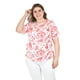 thumbnail image 1 of Blusa estampada con cinturón ajustable Roman Fashion/Tallas Extras, 1895 (Naranja) naranja 36, 1 of 6