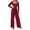 Red, variant on SRZYMJ Women's Wide Leg Jumpsuit Elegant Women's Long Sleeve Square Neck Belted Wide Leg Jumpsuit Comfortable Daily Wear Outfit