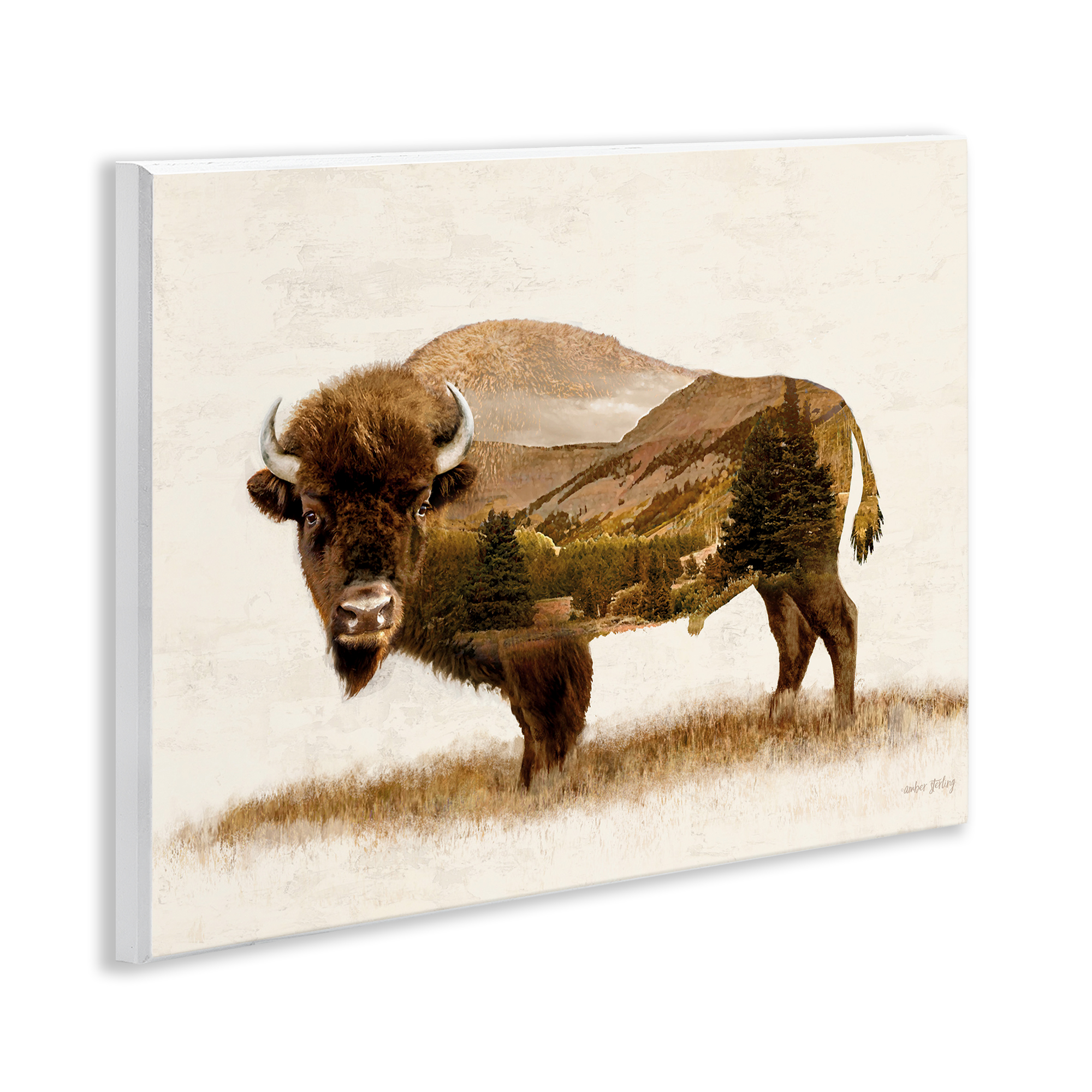 Stupell Industries Nature Patterned Bison Animals & Insects Painting Unframed Art Print Wall Art, 14 x 11