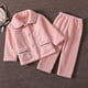 thumbnail image 3 of Conjunto de pijamas de lana Gibobby 2 uds. para niños camisa de manga larga botones pantalones largos Rosa 4-5 Años, 3 of 4