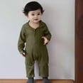 thumbnail image 2 of DHFJKG Infant Toddler Ribbed Hooded Jumpsuits Winter Clothes Long Sleeve Solid Color Button Down Onesie Newborn Lightweight Cozy One-Pieces, 2 of 6
